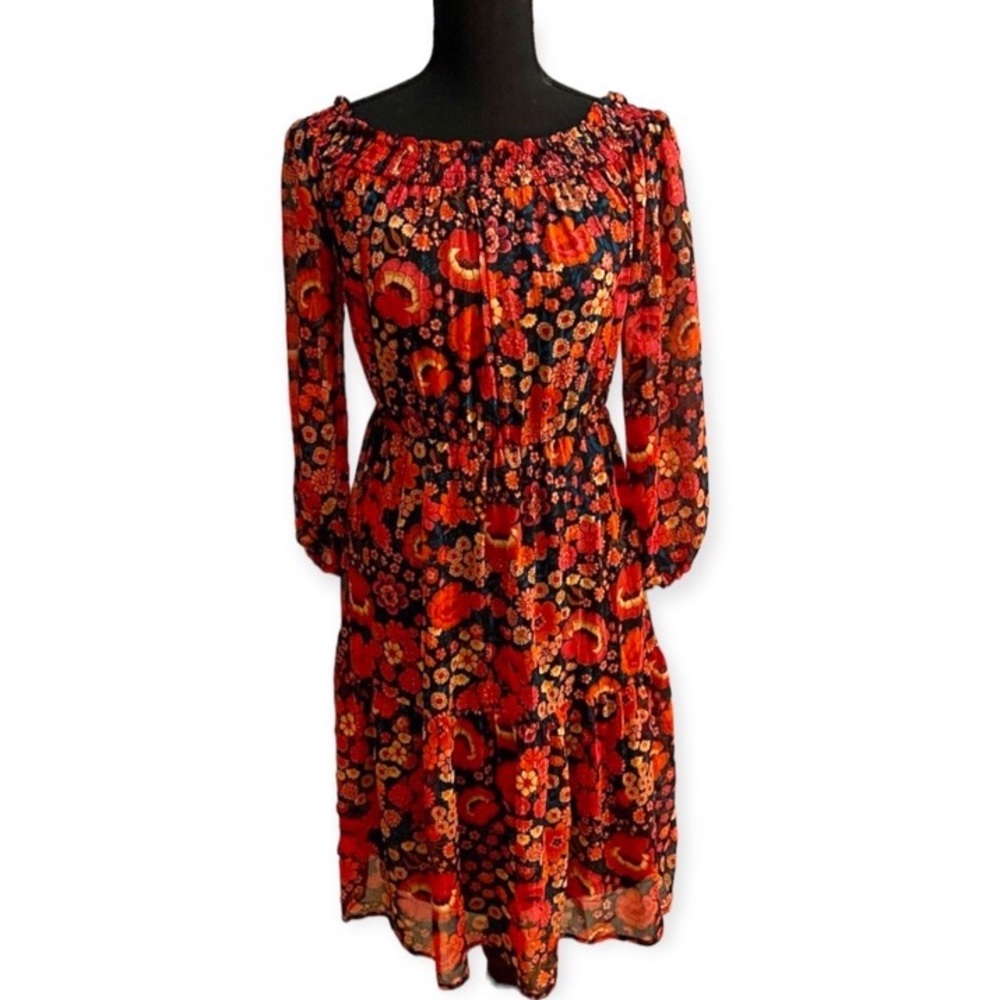 New York & Company Floral Off Shoulder Midi Dress XS